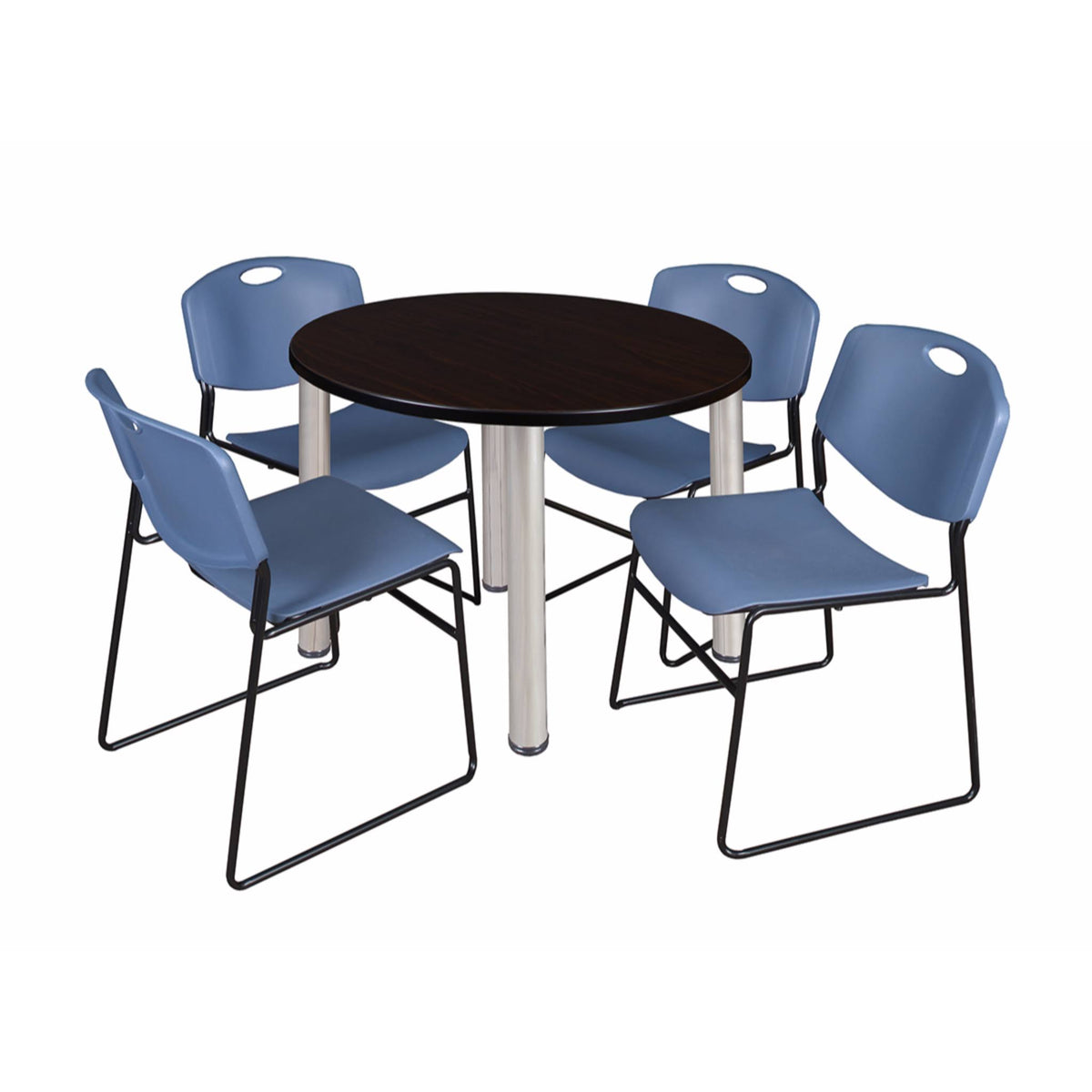 36x22 Round Breakroom Table with 4 Stack Chairs S543835