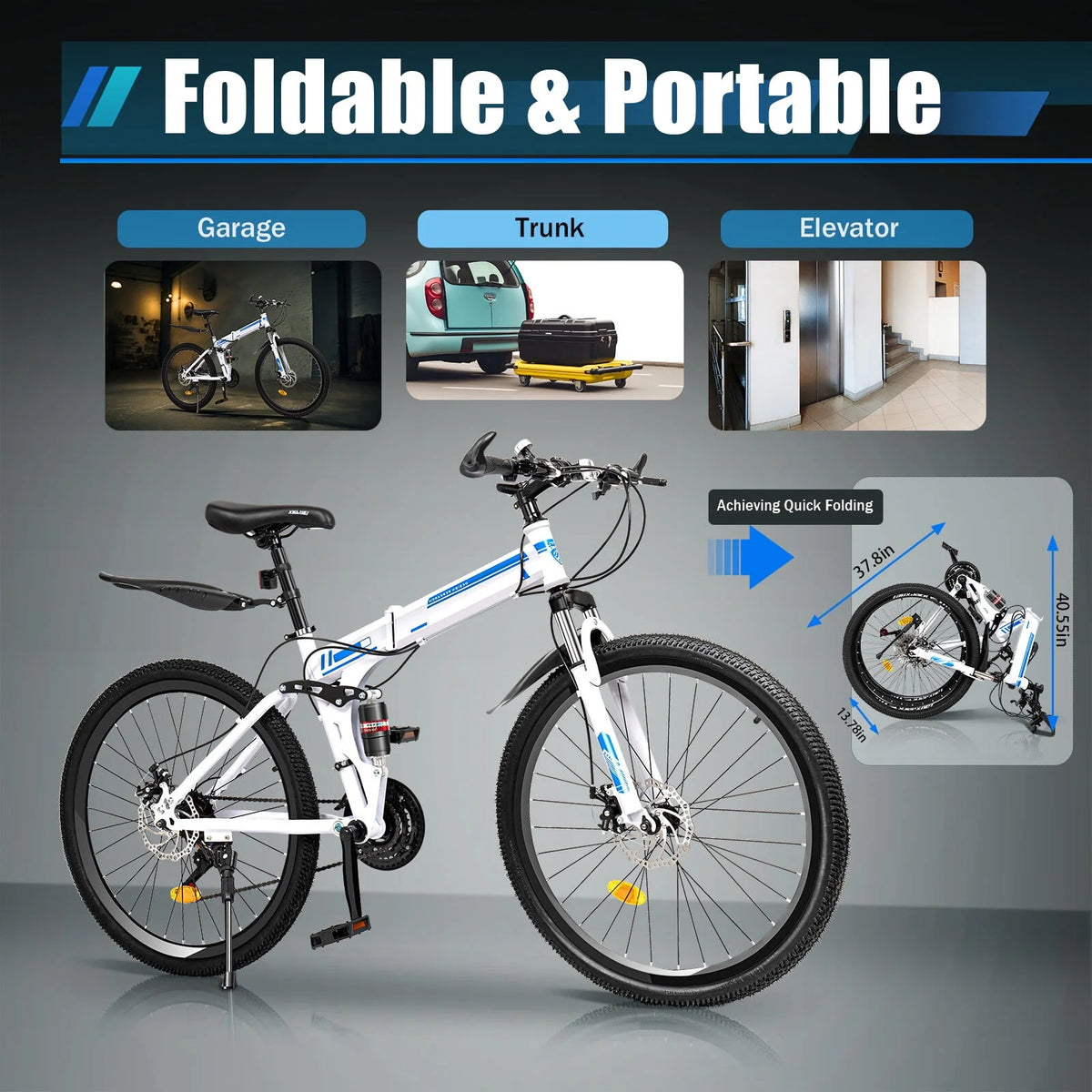 26 Inch 21 Speed Folding Mountain Bike C5575