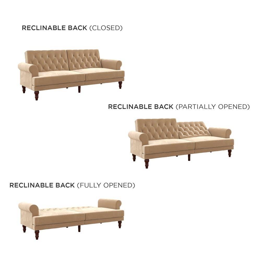 Ivory Velvet Convertible Futon R166