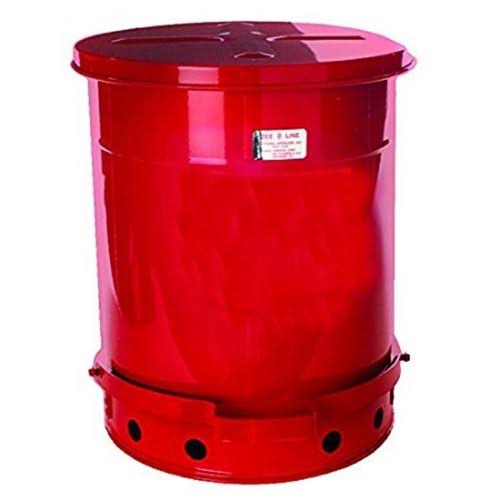 Red Powder Coat Foot Operated Oily Waste Can T806846