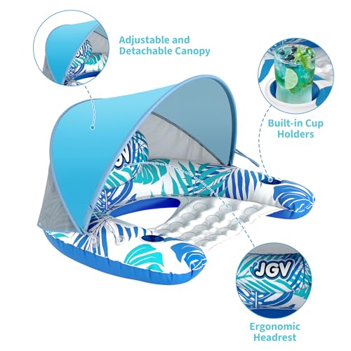 XL Inflatable Pool Float with Canopy and Drink Holder J105117