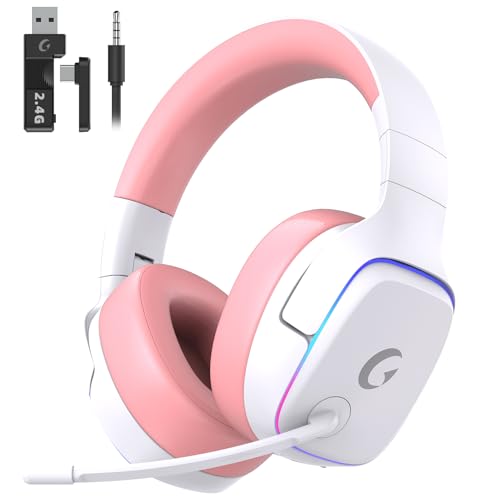 2.4GHz Wireless Gaming Headsets with Noise Canceling Mic, 7.1 Surround Sound, 70H Battery J55575
