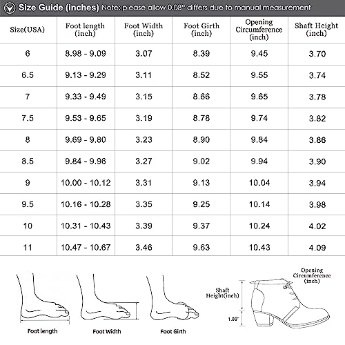 Women's Ankle Boots Lace-up Round Toe Low Heel Booties with Side Zipper L561