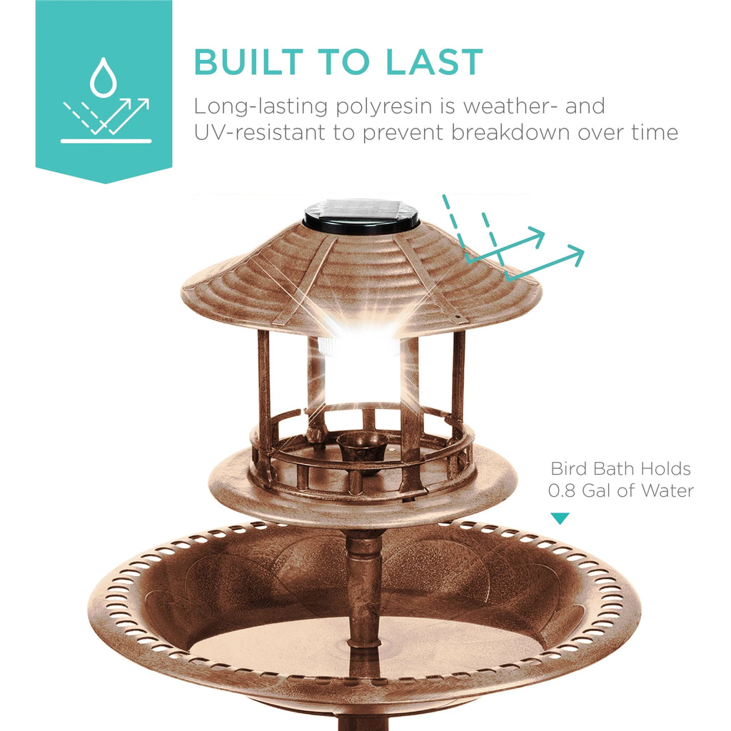 Solar Outdoor Bird Bath Pedestal Fountain O161451
