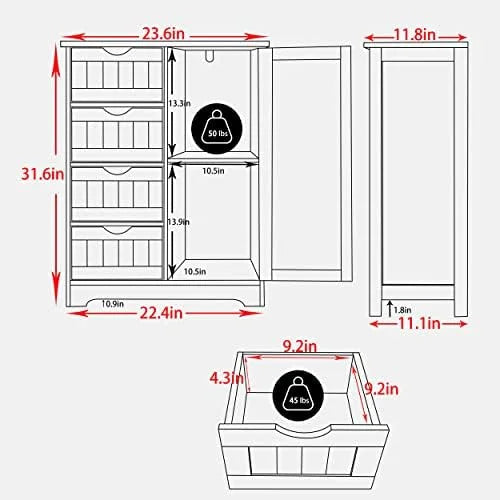 4 Drawer Freestanding Bathroom Cabinet H3533