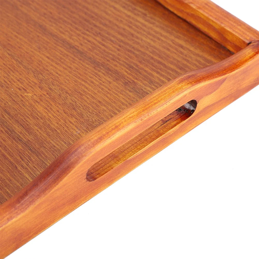 Wooden Serving Tray with Handles (Brown, Rectangle) A5975