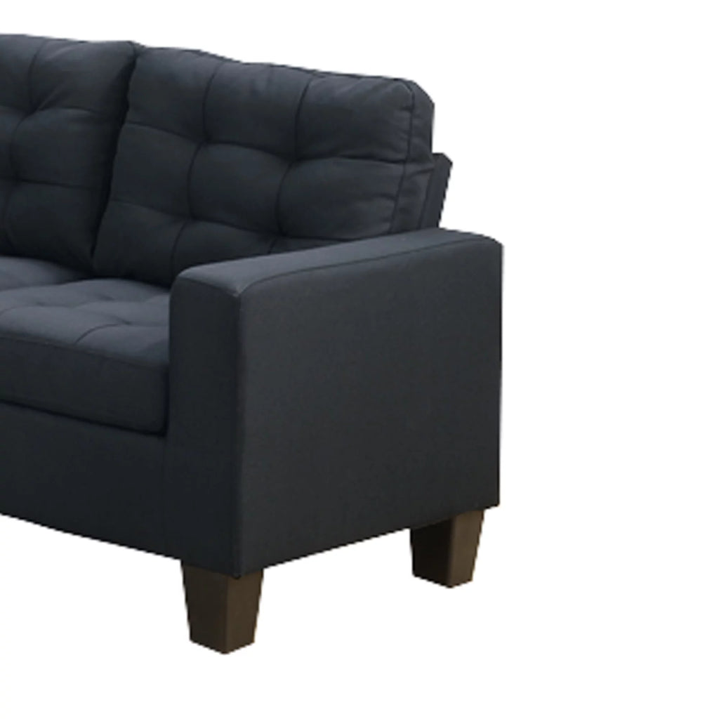 Black 4 Pieces Polyfiber Fabric Sectional With 2 Pillows D34817