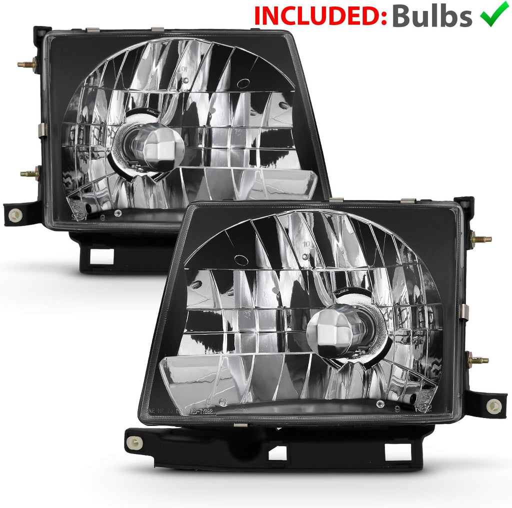 Black Replacement Headlights for 1998-2000 Toyota Tacoma U1451