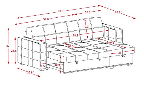 Black Sectional Sofa with Storage Chaise R791637