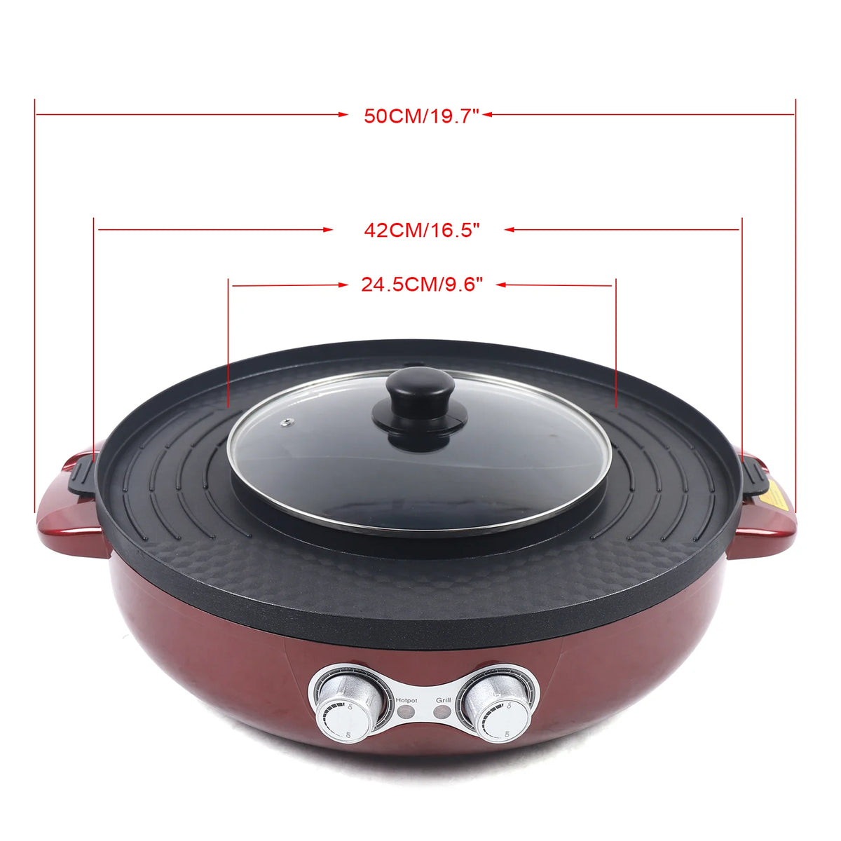 2 in 1 Smokeless BBQ Grill & Shabu Shabu Hot Pot, 2200W Electric Grill Soup Pot U29027