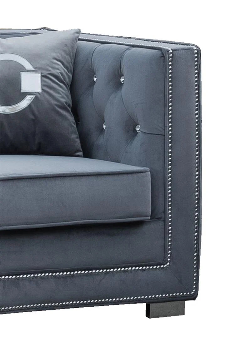 Gray Fabric Sofa & Loveseat Set 2Pcs with Steel Legs U4837