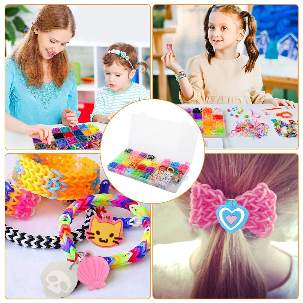 2069pcs Loom Bands Kit 28 Colors Rubber Bands Bracelets Making Kit with Accessory K947708