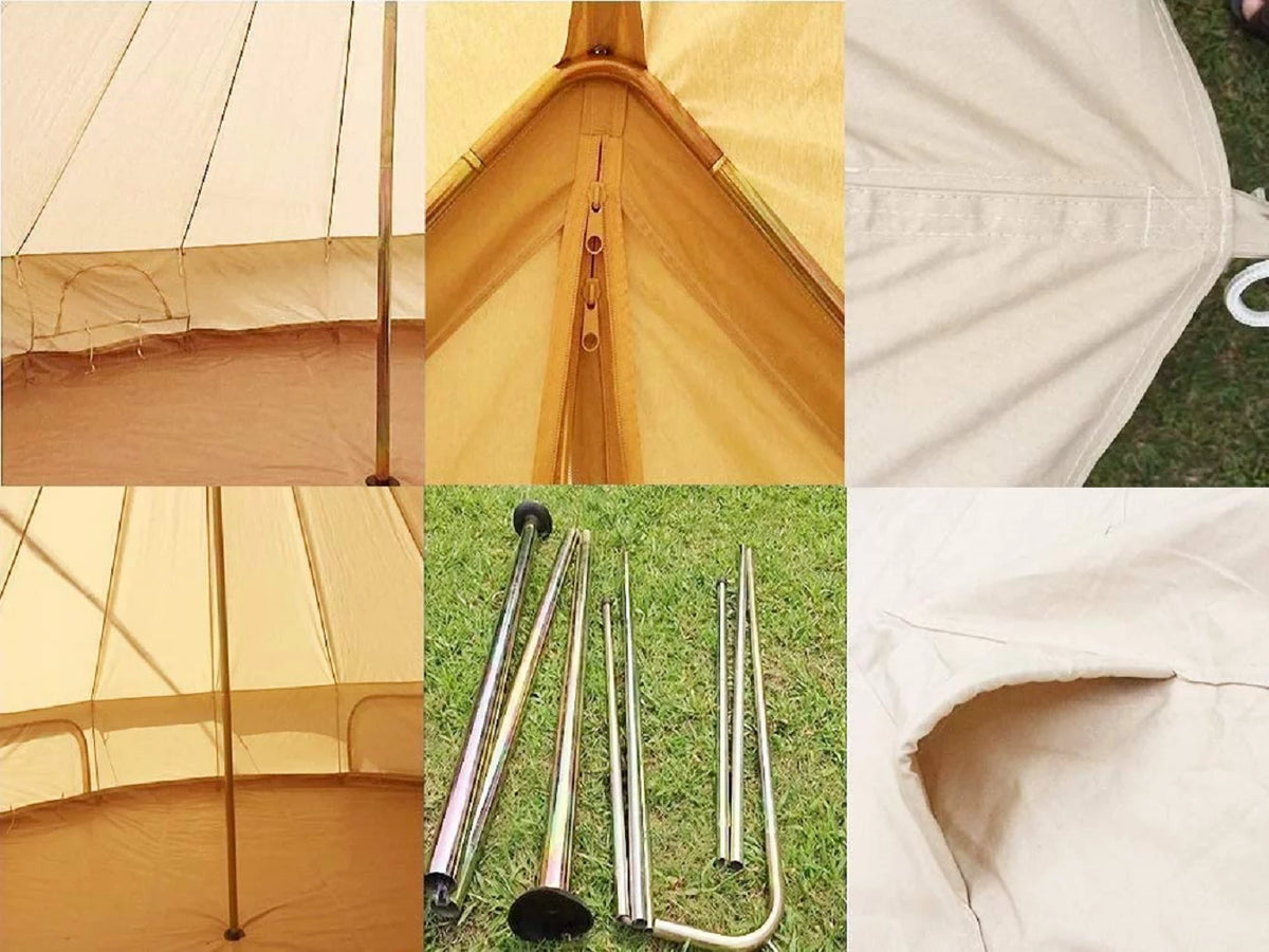 Waterproof 4-Season Cotton Canvas Bell Tent with Stove Hole G884752