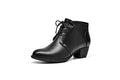 Women's Ankle Boots Lace-up Round Toe Low Heel Booties with Side Zipper L561