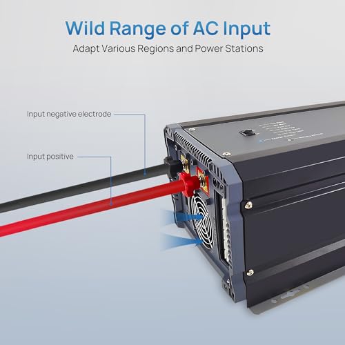 2000W Pure Sine Wave Power Inverter Charger 12V DC to 120V AC with LCD Remote Panel F3943