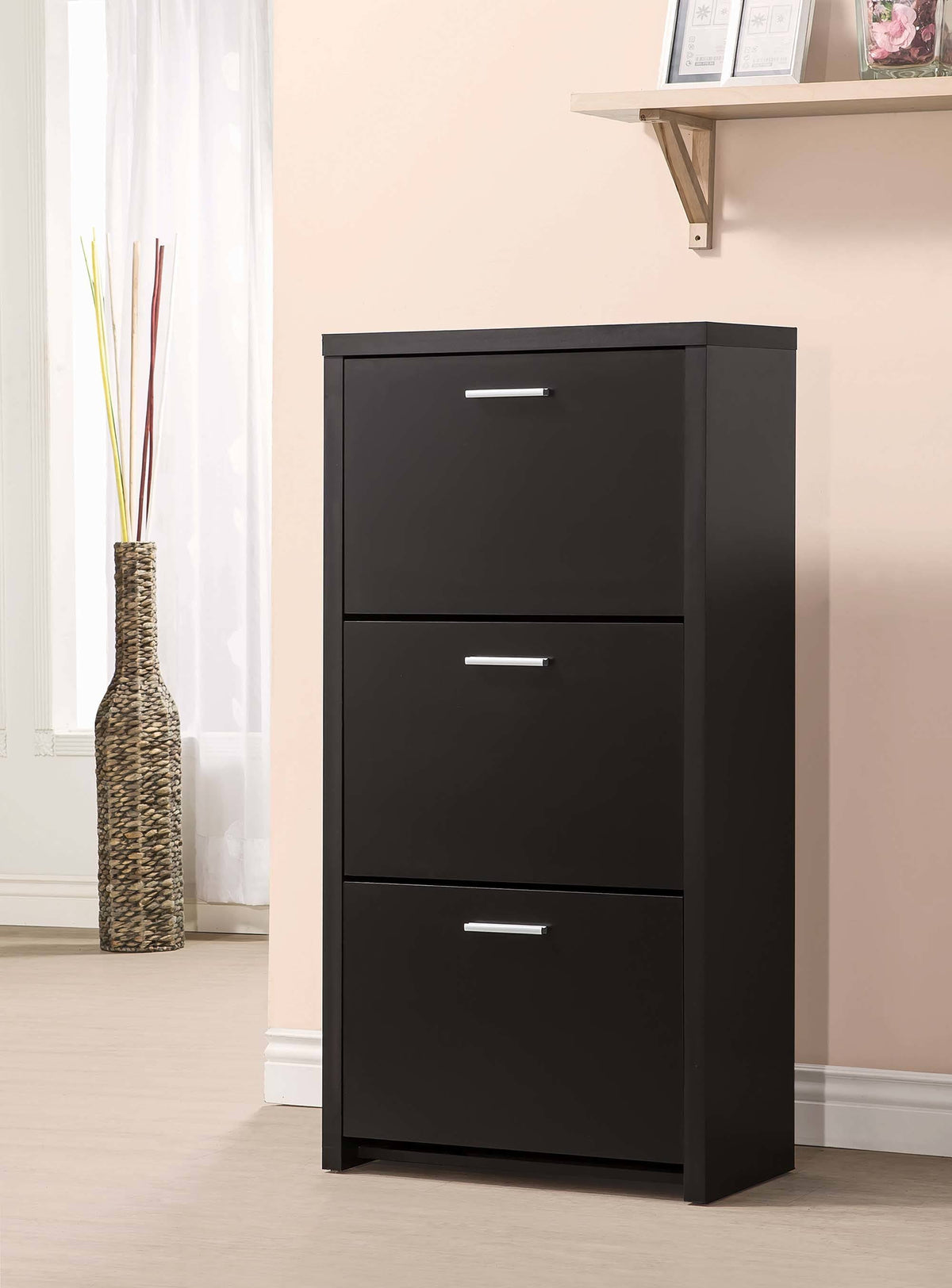 Black 3 Drawer Shoe Cabinet D80086
