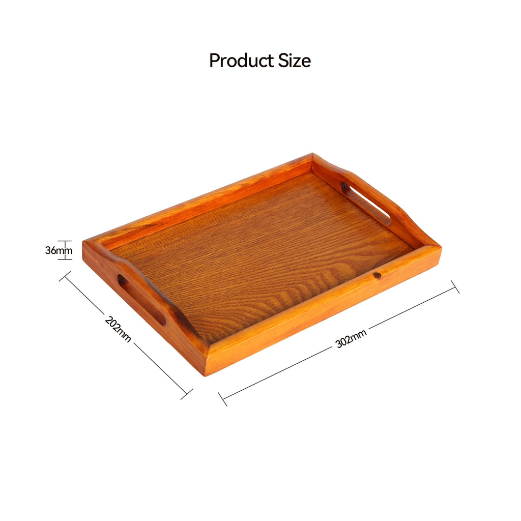 Wooden Serving Tray with Handles (Brown, Rectangle) A5975
