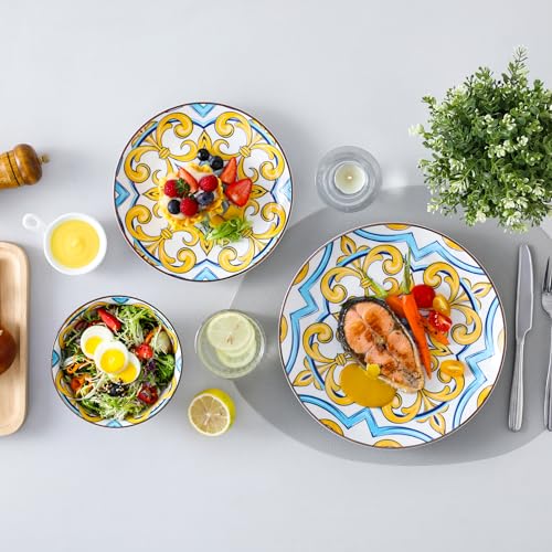 12 Pieces Black and White Ceramic Plates and Bowls Set K5958