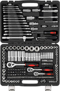 216 Piece SAE and Metric Socket Set with 72 Tooth Ratchet Wrench and Toolbox I789