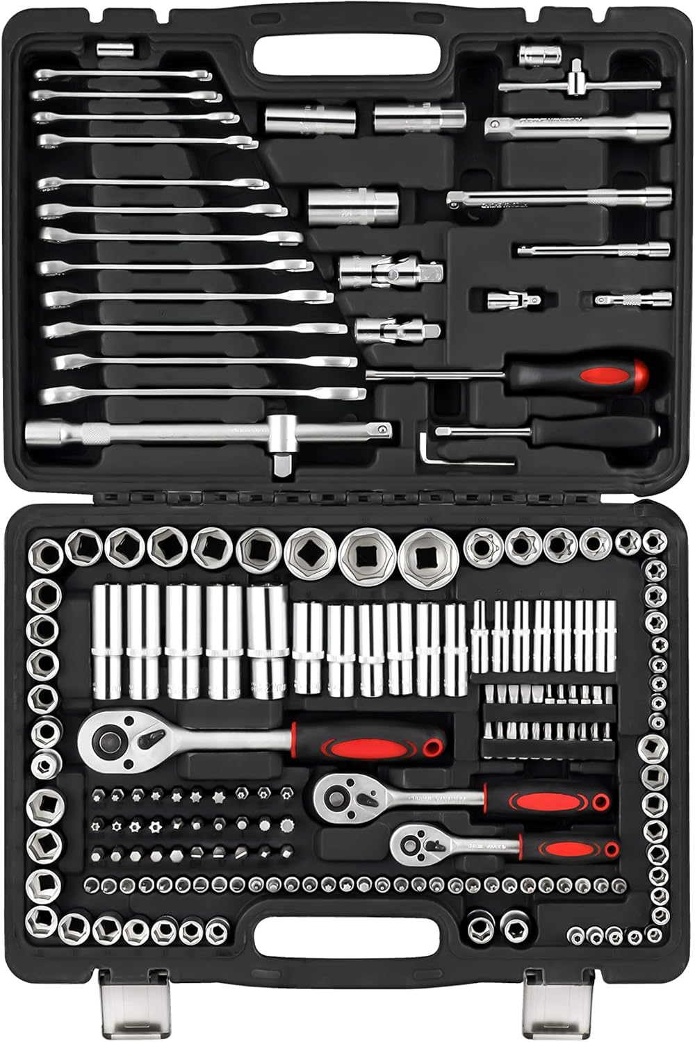 216 Piece SAE and Metric Socket Set with 72 Tooth Ratchet Wrench and Toolbox I789