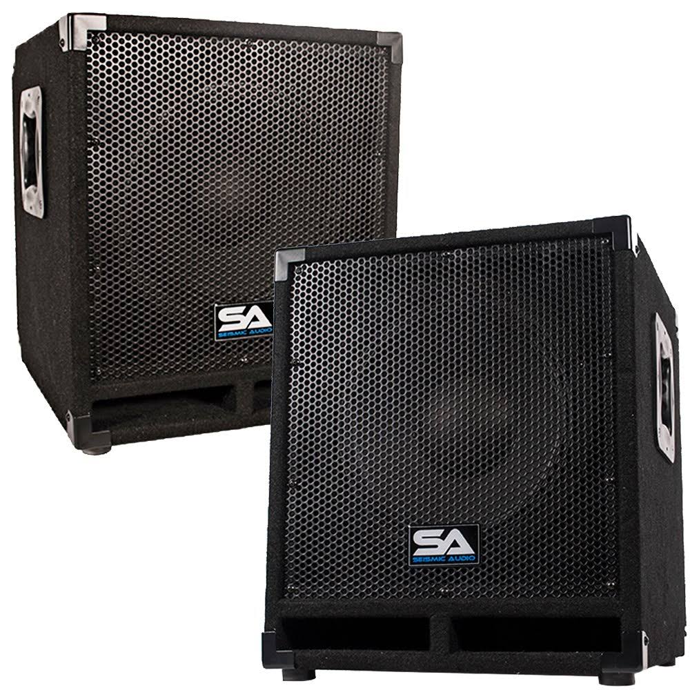 Powered 12 inch Pro Audio Subwoofer Cabinets Pair Z9707
