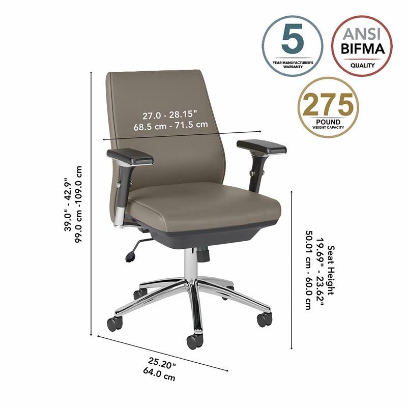 Washed Gray Bonded Leather Executive Office Chair I98381