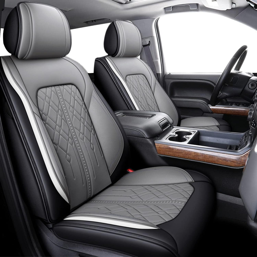 Gray Waterproof Leather Full Set Car Seat Covers Y103319