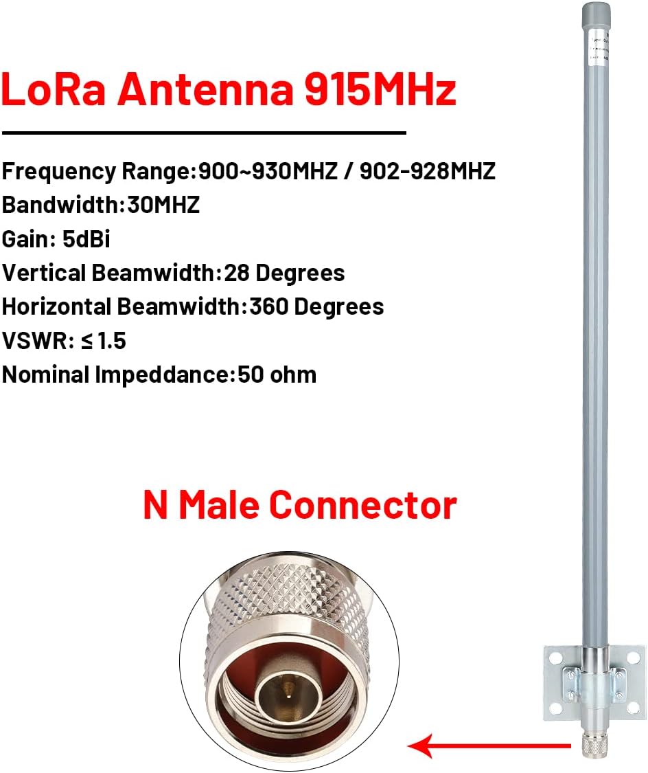 5 dBi LoRa Antenna 915Mhz Outdoor Omni-Directional Antenna with KMR240 Cable and Adapter Y275346