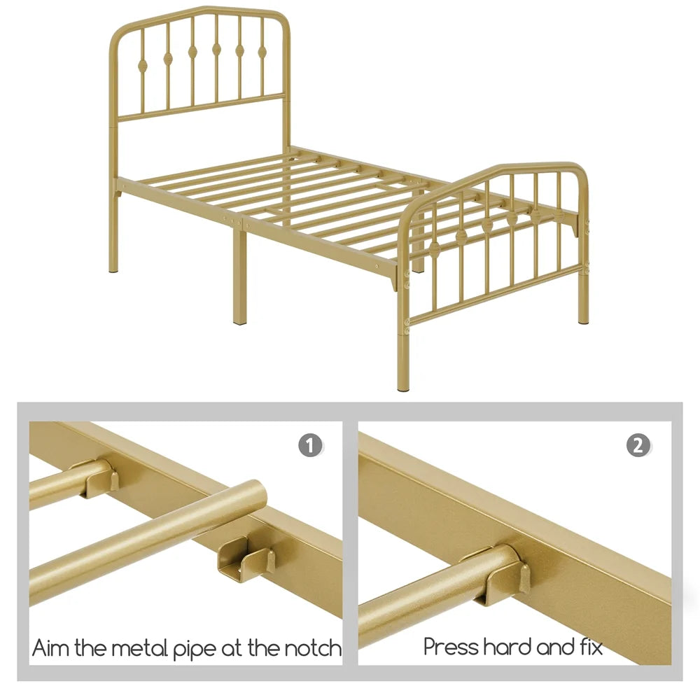 Queen Black Metal Platform Bed Frame with Arched Headboard P25828