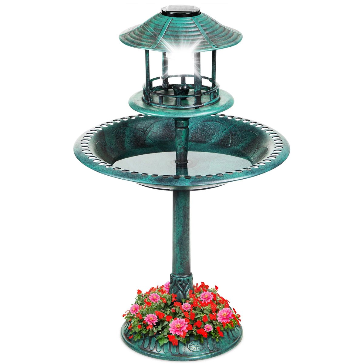 Solar Outdoor Bird Bath Pedestal Fountain O161451