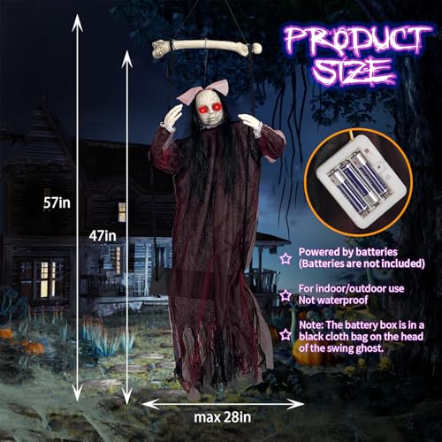 Hanging Swing Ghost with Sound and Light Up Eyes M222707