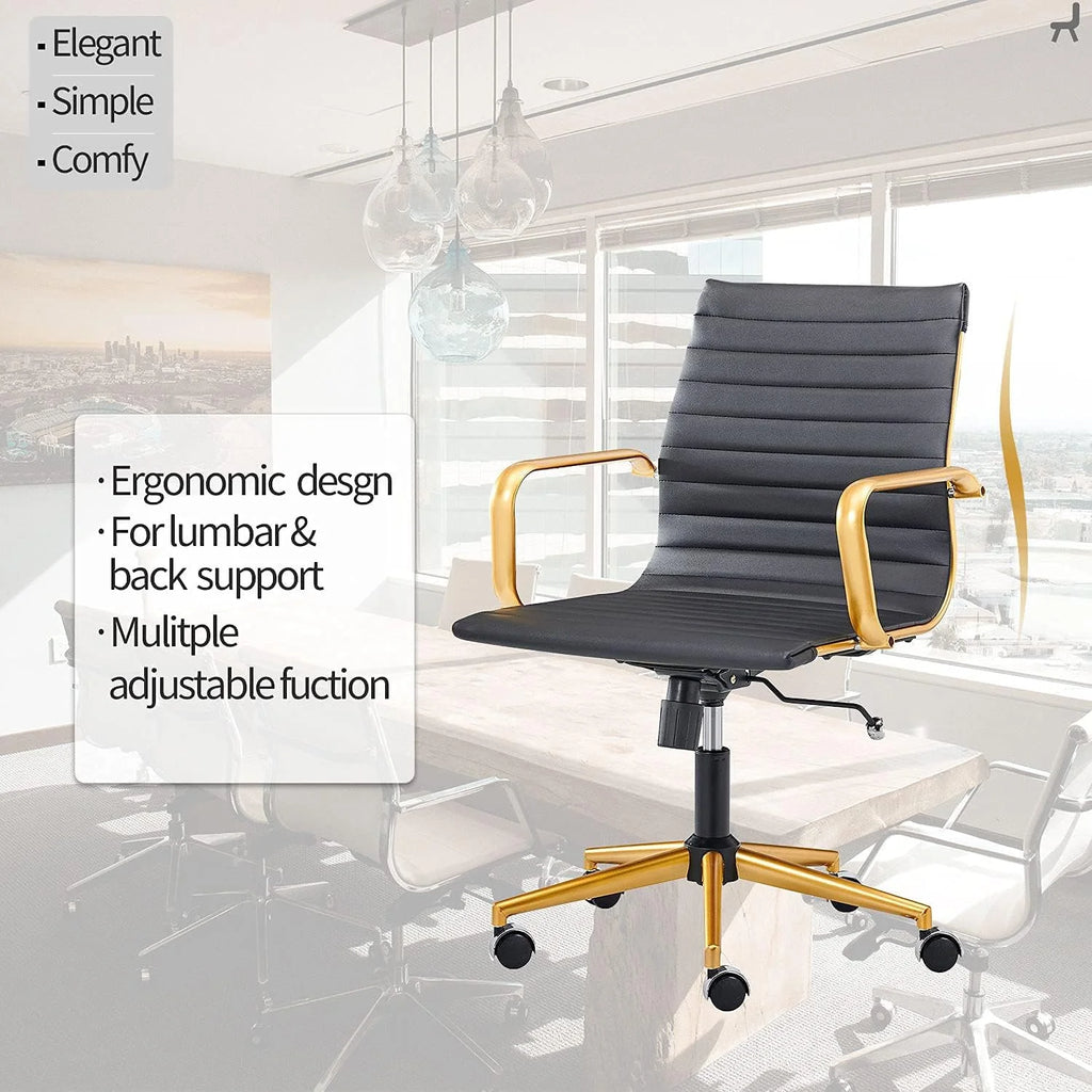 Black Ergo Office Chair with Back Support and Caster Wheels 320Lbs L636715