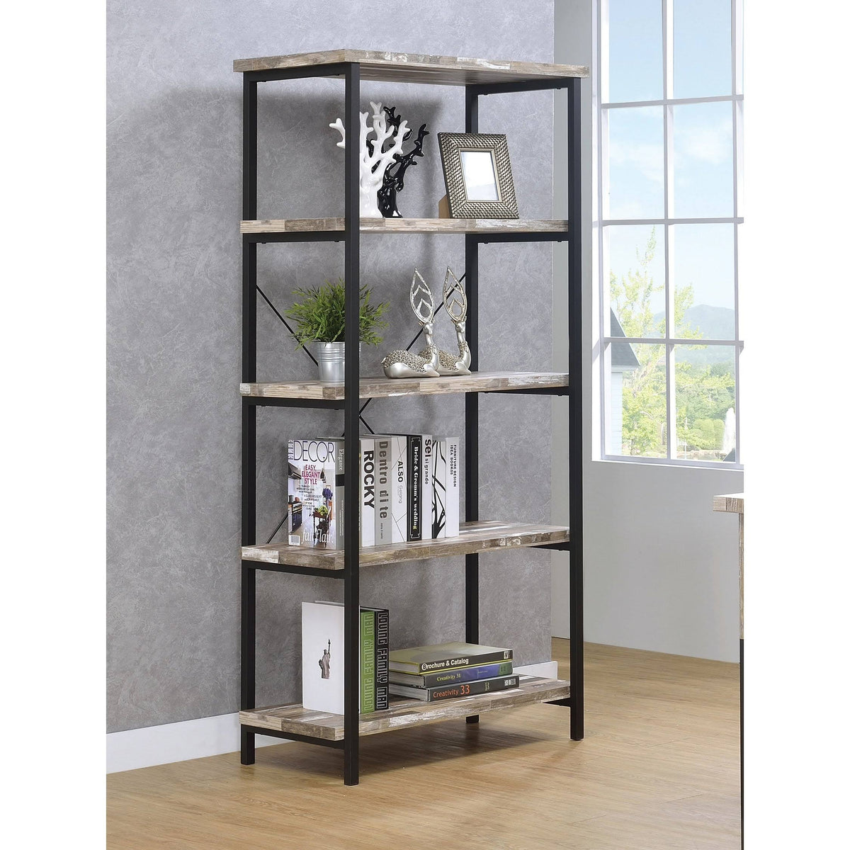 Salvaged Cabin 4-Shelf Bookcase S509525