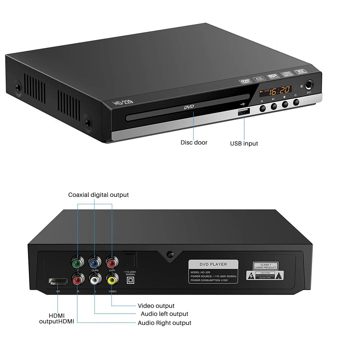 DVD Player with Remote 1080P CD Player W668685