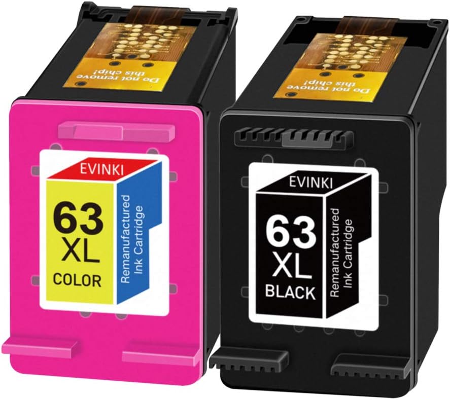 63XL Black and Color Ink Cartridge Combo Pack of 2 D1270