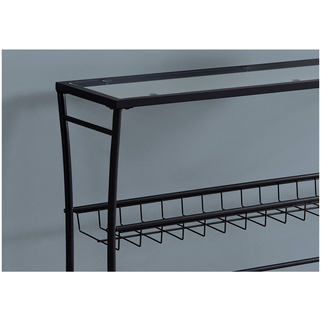 Black Tempered Glass Accent Table J224