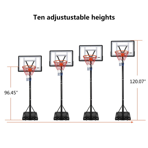 10 ft Adjustable Portable Basketball Hoop X496327