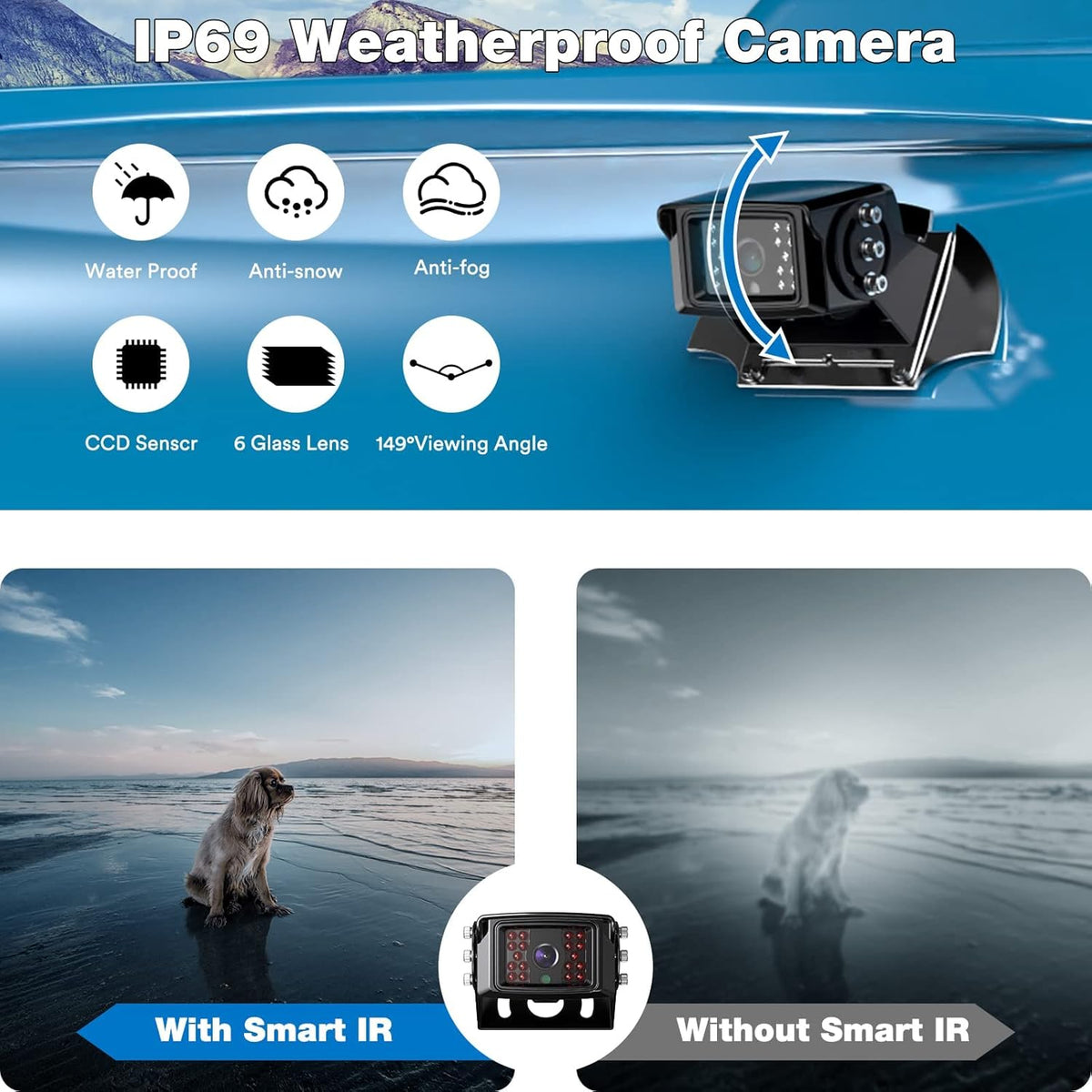 HD Wired Backup Camera System Kit with 7'' LCD Monitor E11320