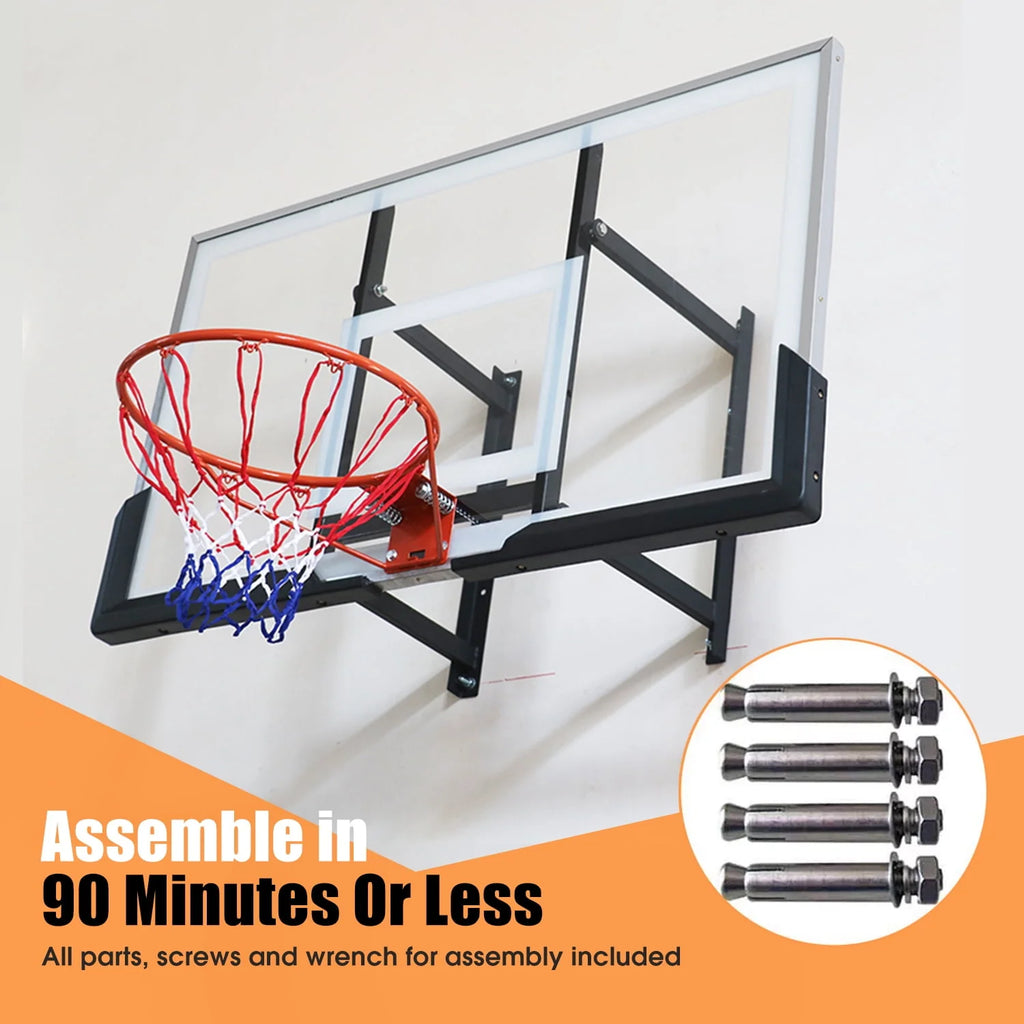 48in Wall-Mounted Basketball Backboard and Rim Combo W661155