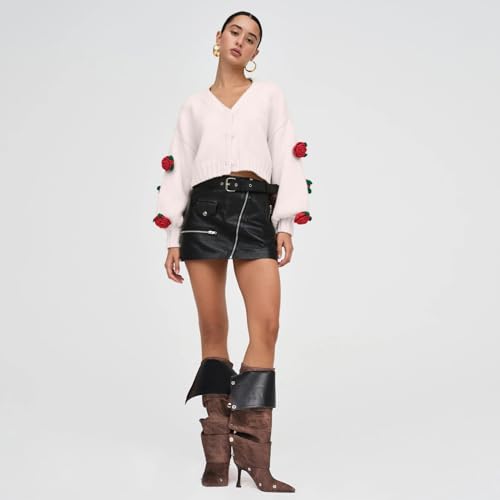 Black Knee High Stiletto Pointed Toe High Heels Wide Calf Ruched Slouchy Boots E739