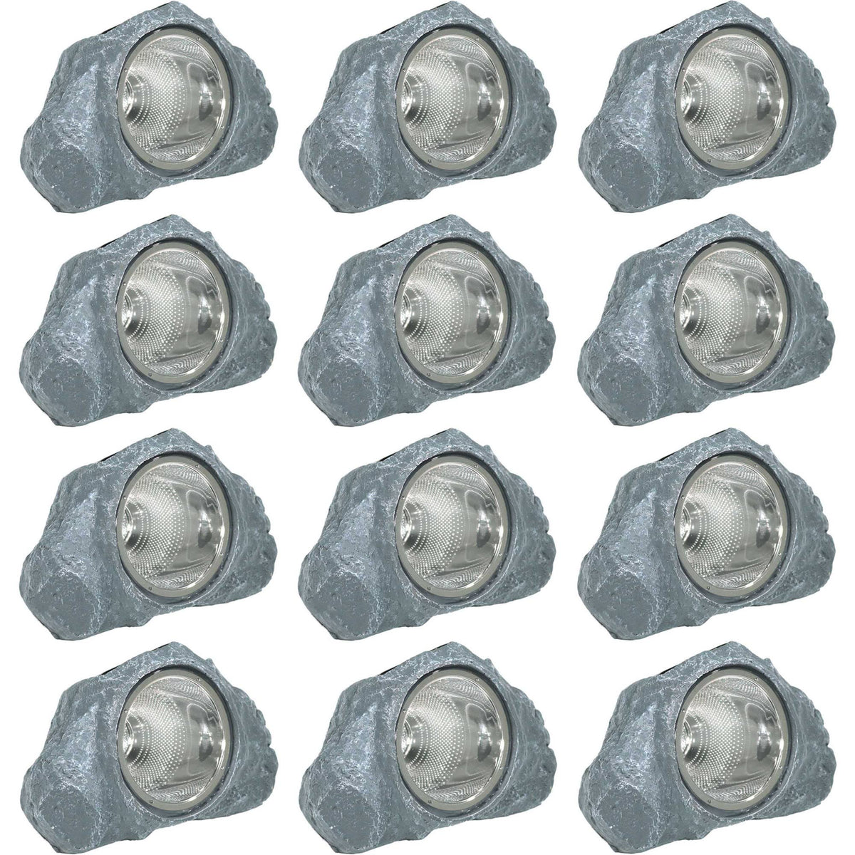 Solar-Powered LED Light Outdoor Rock Garden Accent - 3 Sets of 4 A949267
