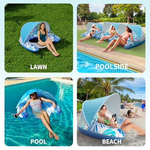 XL Inflatable Pool Float with Canopy and Drink Holder J105117