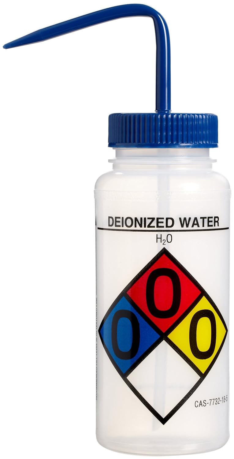 4-Color Acetone Wide-Mouth Wash Bottles; 1000ml (32oz), Polyethylene w/Red Polypropylene Cap (Pack of 4) X969527