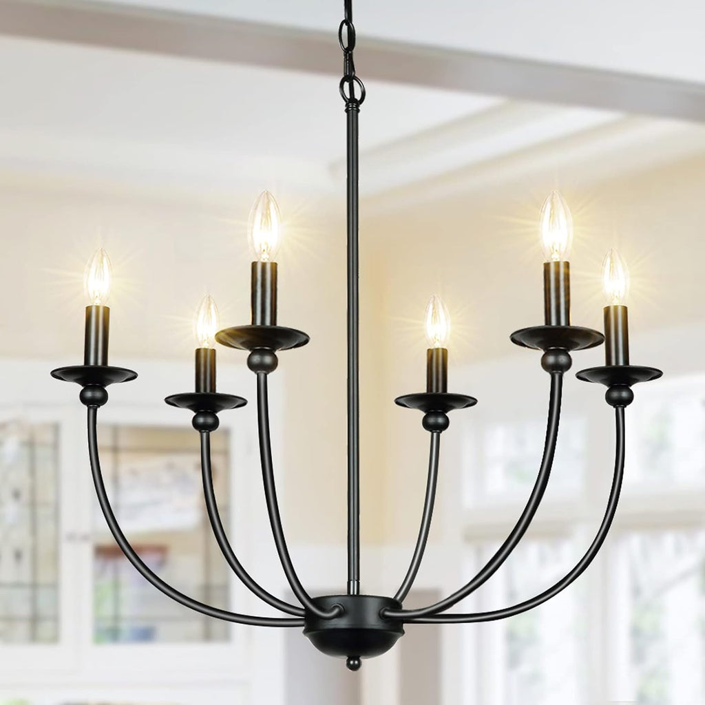 Black 6-Light Wrought Iron Chandelier B2691