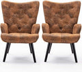 Microfiber Cushioned Wingback Armchairs Set D6502