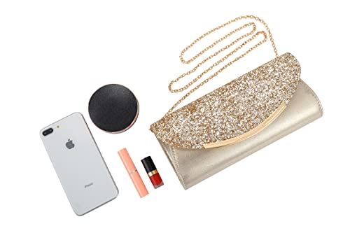 Gold Clutch Evening Bag with Chain X496