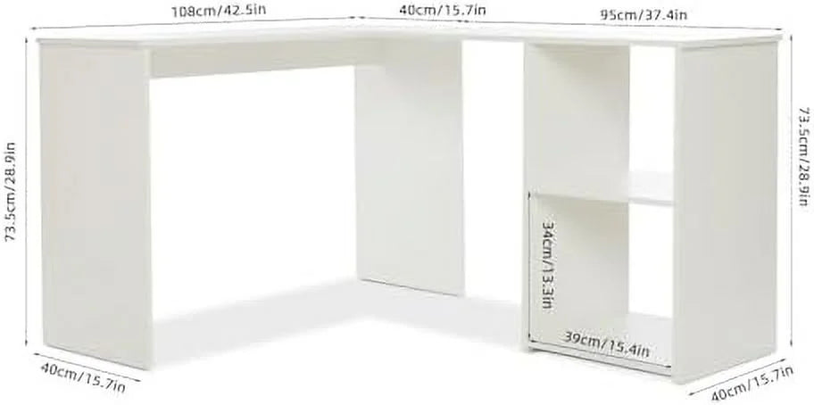 L Shaped Corner Desk Computer Workstation White J824149