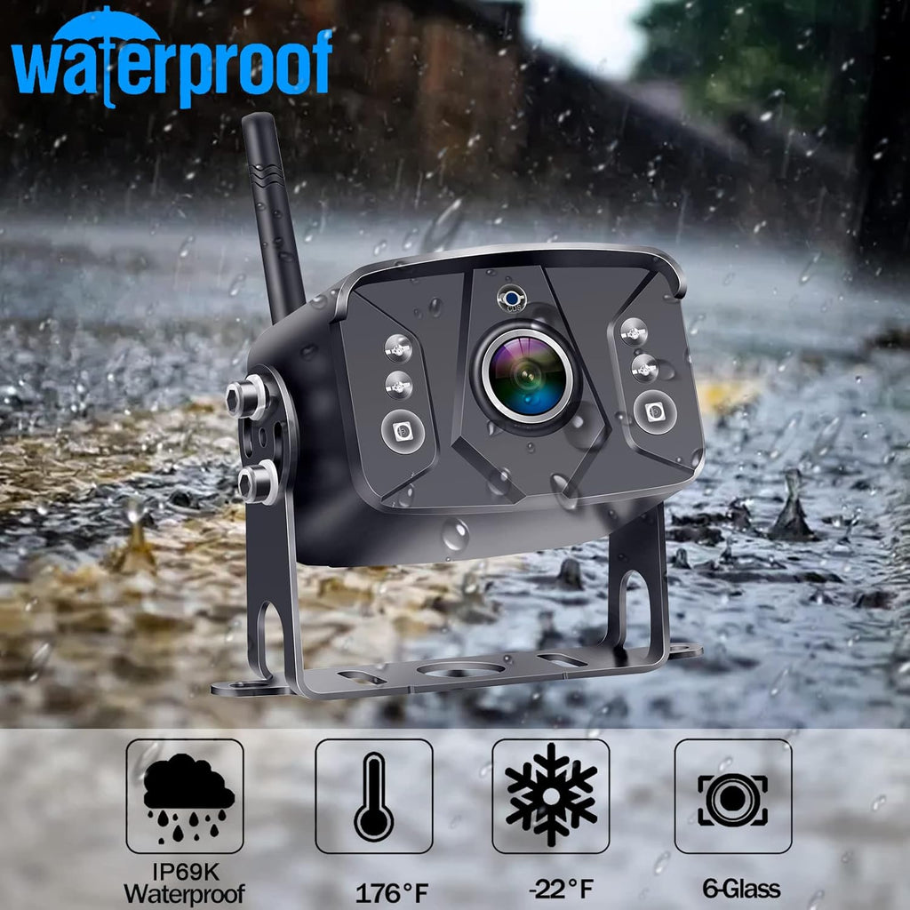 Wireless Backup Camera RV HD 1080P 7 Inch Monitor Four Channels DVR Recorder Bluetooth Rear View System Night Vision I376932