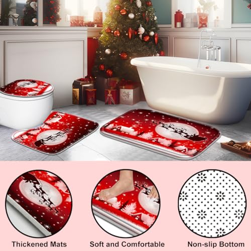 Christmas Bathroom Set with Shower Curtain, Rugs, 12 Hooks G915
