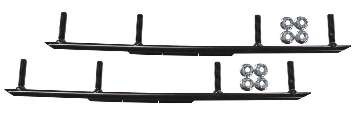 Black Snowmobile Skis with 10" Round Bars Complete Kit B3749